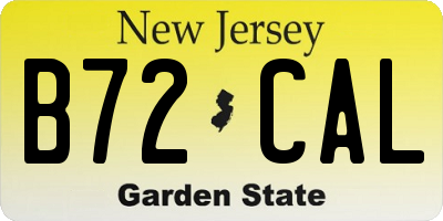 NJ license plate B72CAL