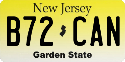 NJ license plate B72CAN