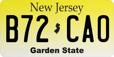 NJ license plate B72CAO