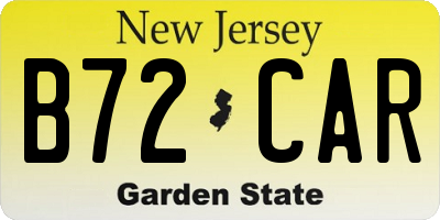 NJ license plate B72CAR