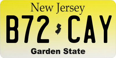 NJ license plate B72CAY
