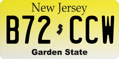NJ license plate B72CCW