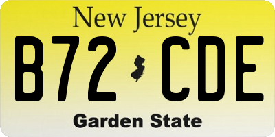 NJ license plate B72CDE