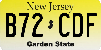 NJ license plate B72CDF