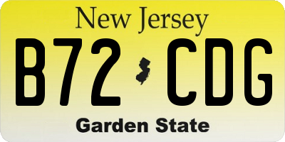 NJ license plate B72CDG