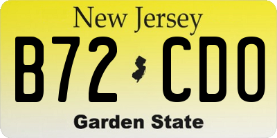 NJ license plate B72CDO