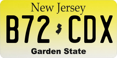 NJ license plate B72CDX