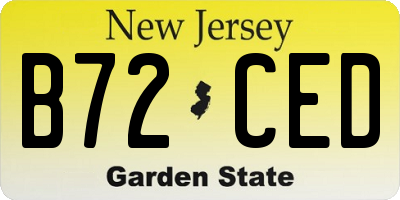 NJ license plate B72CED