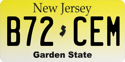 NJ license plate B72CEM