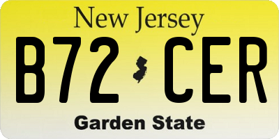 NJ license plate B72CER