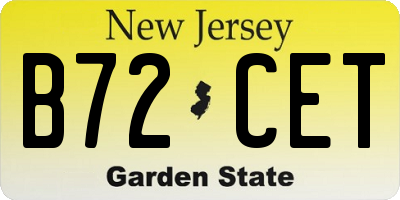 NJ license plate B72CET