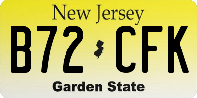 NJ license plate B72CFK