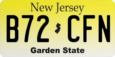 NJ license plate B72CFN
