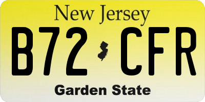 NJ license plate B72CFR