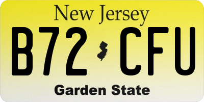 NJ license plate B72CFU