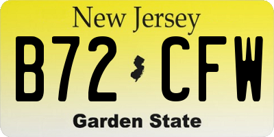 NJ license plate B72CFW