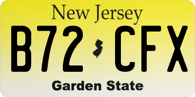 NJ license plate B72CFX