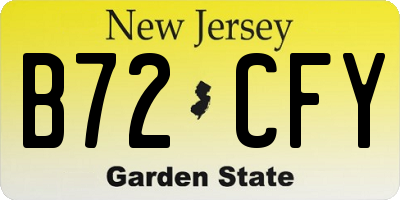 NJ license plate B72CFY