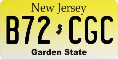 NJ license plate B72CGC