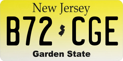 NJ license plate B72CGE