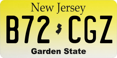 NJ license plate B72CGZ