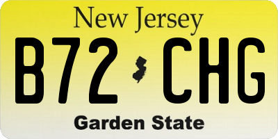 NJ license plate B72CHG