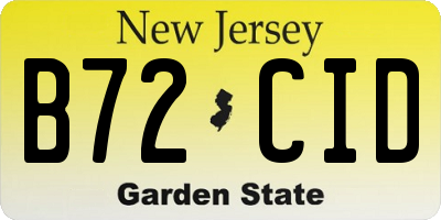 NJ license plate B72CID