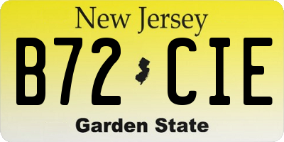 NJ license plate B72CIE