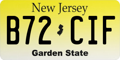 NJ license plate B72CIF