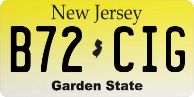 NJ license plate B72CIG