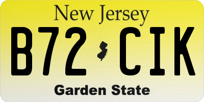 NJ license plate B72CIK