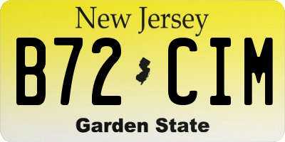 NJ license plate B72CIM