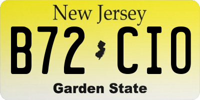 NJ license plate B72CIO