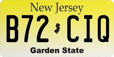 NJ license plate B72CIQ