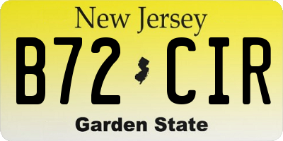 NJ license plate B72CIR