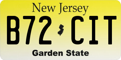 NJ license plate B72CIT