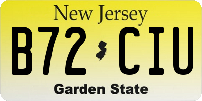 NJ license plate B72CIU