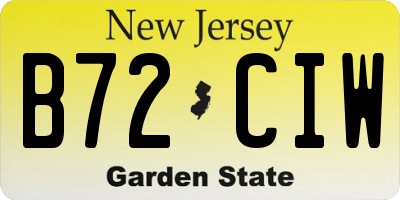 NJ license plate B72CIW