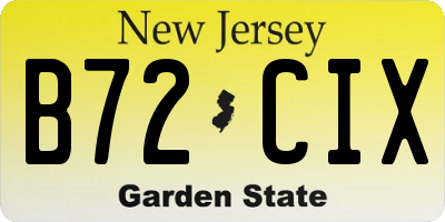 NJ license plate B72CIX