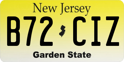 NJ license plate B72CIZ