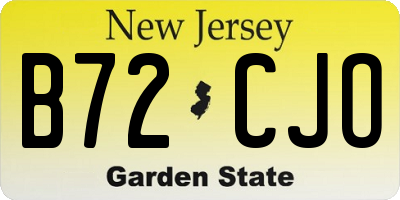 NJ license plate B72CJO