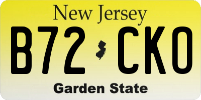 NJ license plate B72CKO