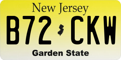 NJ license plate B72CKW
