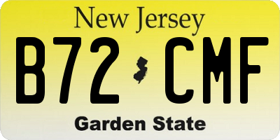 NJ license plate B72CMF