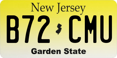NJ license plate B72CMU