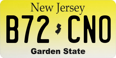 NJ license plate B72CNO