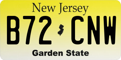 NJ license plate B72CNW