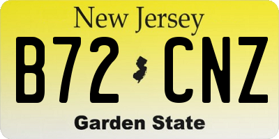 NJ license plate B72CNZ