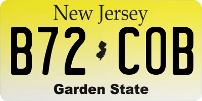 NJ license plate B72COB