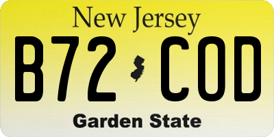 NJ license plate B72COD